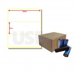 Kit Etiquetas Papel Couche 100mm x 50mm e Ribbon de Cera com 450 Metros